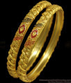 BR1825-2.4 Forming Two gram Gold Bangles Red Shaded Traditional Wear 