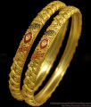 BR1825-2.10 Forming Two gram Gold Bangles Red Shaded Traditional Wear 