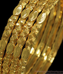 BR1827-2.4 Set of Four Leaf Beads Design Gold Bangle Collections BR1827-2.4 Set of Four Leaf Beads Design Gold Bangle Collections