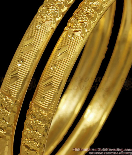 Two Bangles BR1830-2.4 Two Gram Gold Plated Traditional Designer Bangles