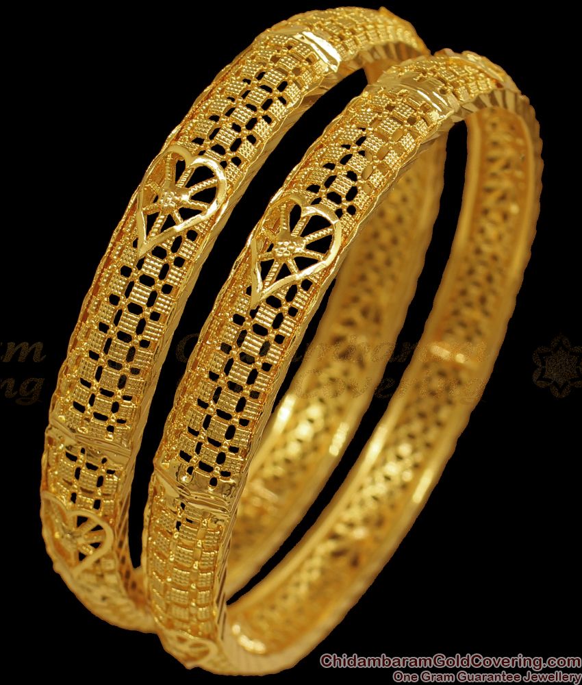 BR1831-2.6 One Gram Gold Heart Design Bangle Collections Daily Use