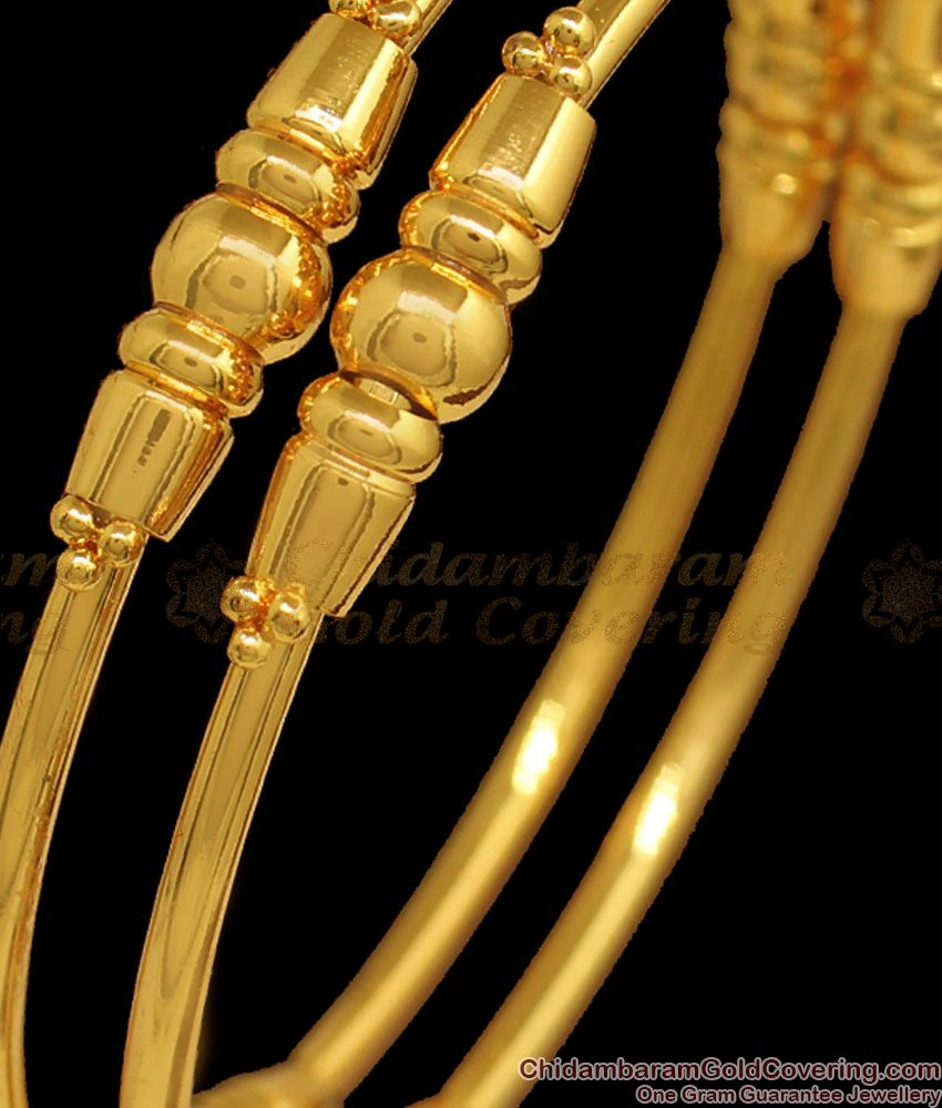 BR1833-2.10 Classy One Gram Gold Plain Bangles Daily Wear