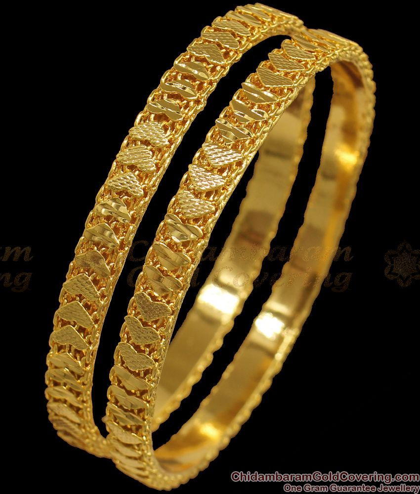 BR1835-2.4 New One Gram Gold Full Heart Bangle Shop Online