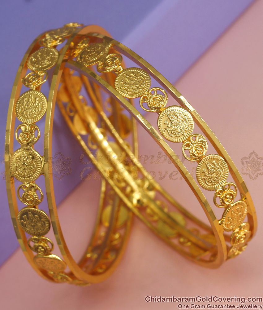 BR1836-2.4 New Traditional Lakshmi Kasu Gold Bangle Shop Online BR1836-2.4 New Traditional Lakshmi Kasu Gold Bangle Shop Online