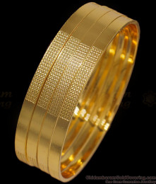 BR1839-2.10 Set Of Four Dotted Plain Gold Bangles Daily Wear BR1839-2.10 Set Of Four Dotted Plain Gold Bangles Daily Wear