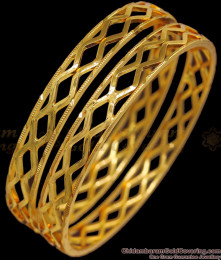BR1841-2.4 Latest One Gram Gold Zig Zag Bulged Bangle