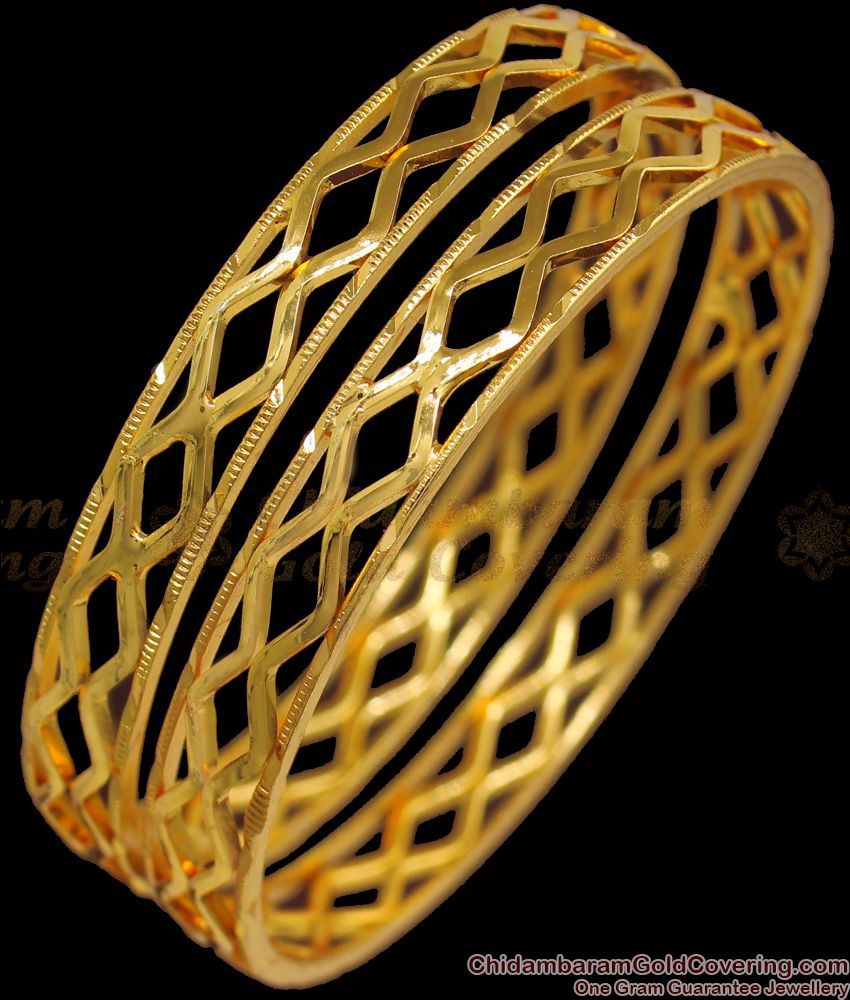 BR1841-2.8 Latest One Gram Gold Zig Zag Bulged Bangle