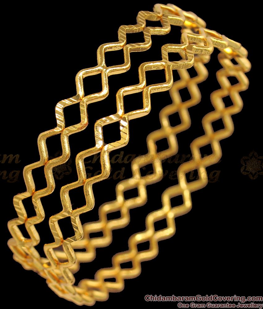 BR1843-2.4 Size Latest Gold Plated Daily Wear Criss Cross Bangle