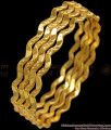 BR1844-2.8 Set Of Four Plain Zig Zag Gold Bangle Smooth Finish