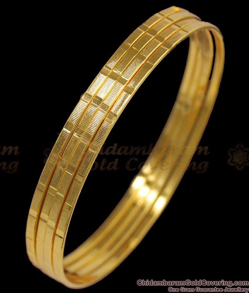 BR1846-2.4 Size One Gram Gold Daily Use Plain Bangles Design Set Of Four