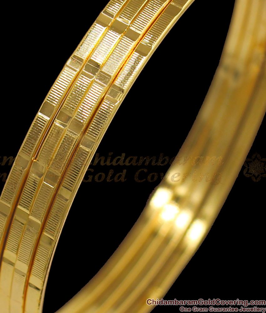 BR1846-2.8 Size One Gram Gold Daily Use Plain Bangles Design Set Of Four