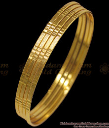 Gold Bangle (10.71 gm), 18 KT Plain Yellow Gold Jewellery - Chloe Criss-Cross Gold Bangle for Women. Design - Geometry. Size 2.4.