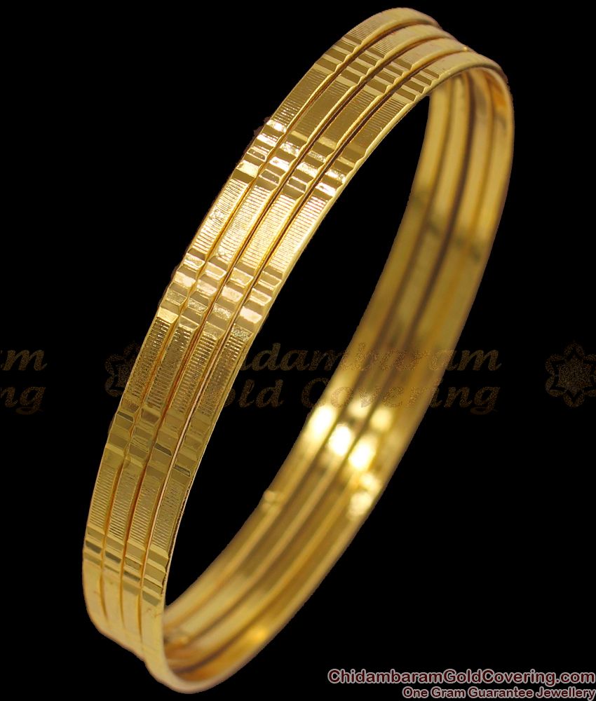 BR1847-2.4 Size Set Of Four One Gram Gold Daily Use Plain Bangles