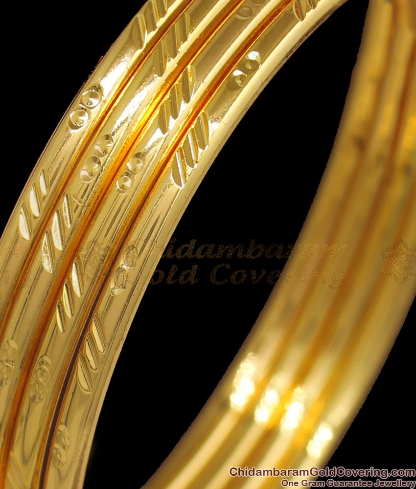 BR1848-2.10 Size Unique Pattern One Gram Gold Daily Use Plain Bangles