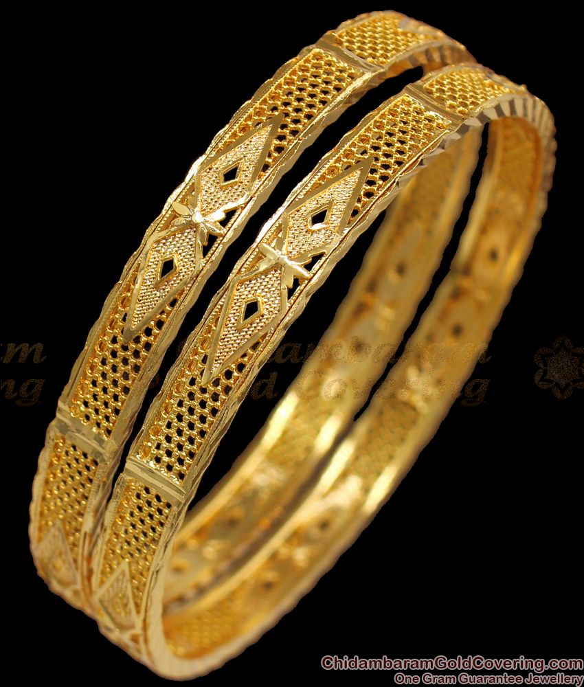BR1855-2.8 Size One Gram Gold Kerala Bangles Latest Collections