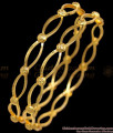 BR1867-2.4 Size One Gram Gold Plated Oval Shaped Bangles Womens Fashion