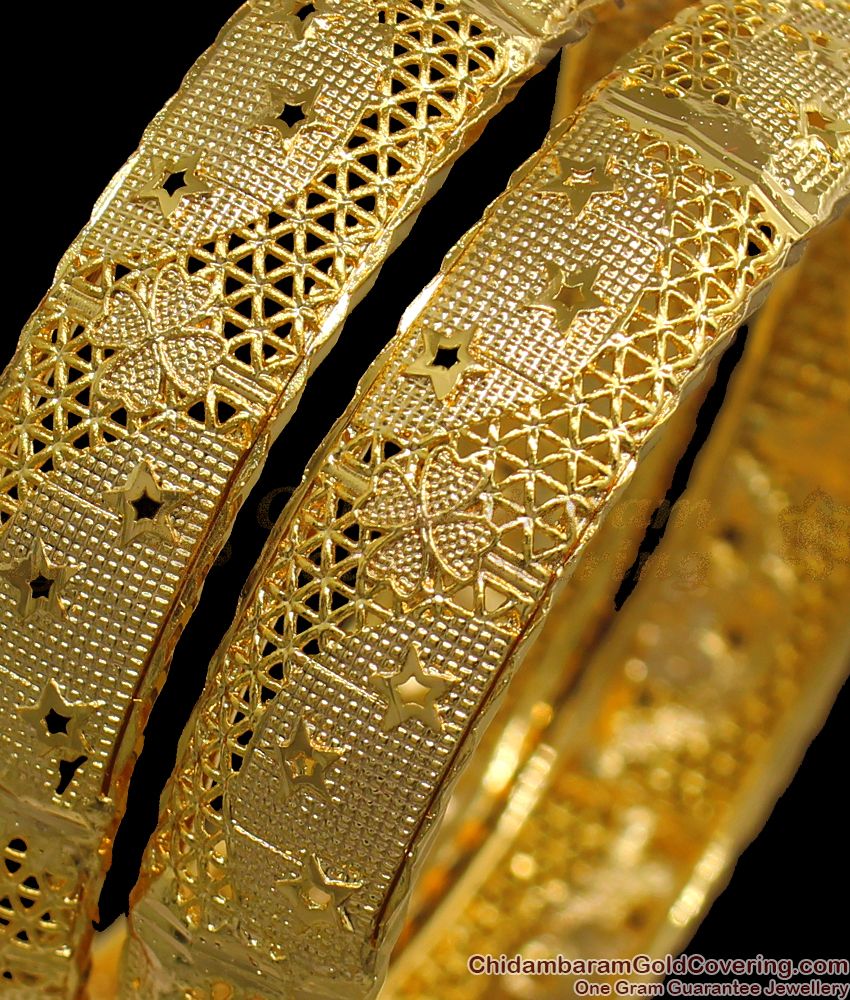 BR1873-2.6 Size Unique Handcrafted Bridal Gold Bangles Womens Fashion