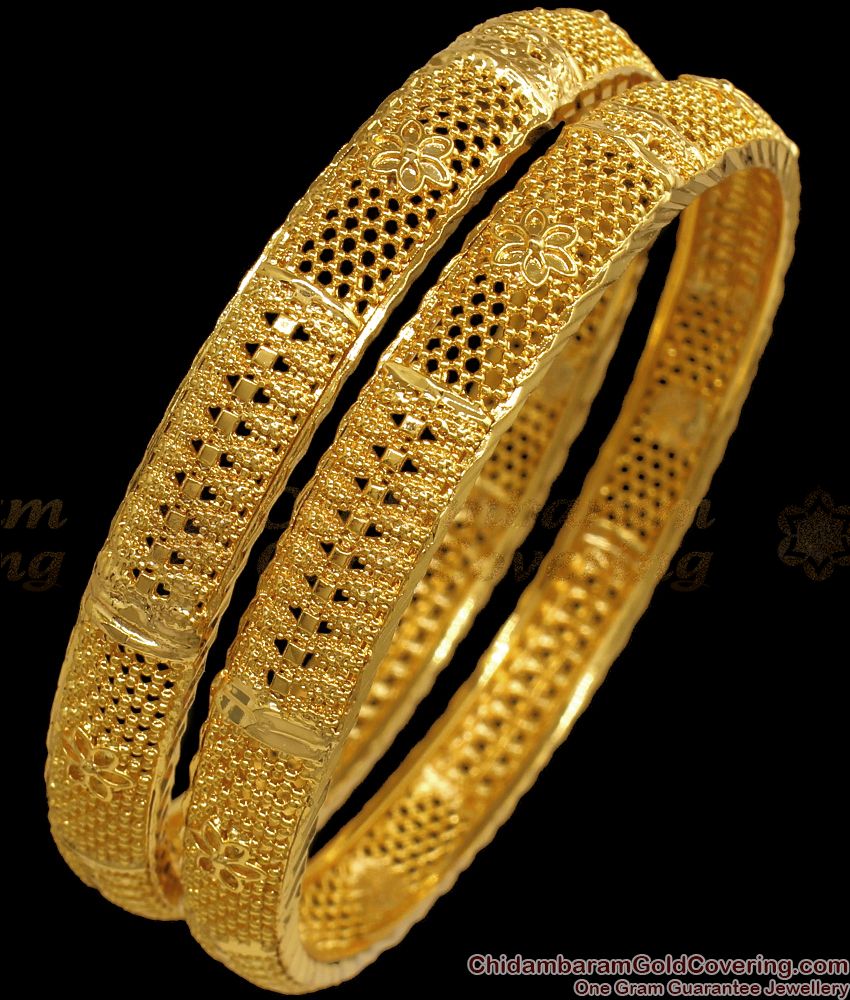 BR1897-2.8 Size Net Pattern South Indian Gold Bangles Flower Design Online Jewelry