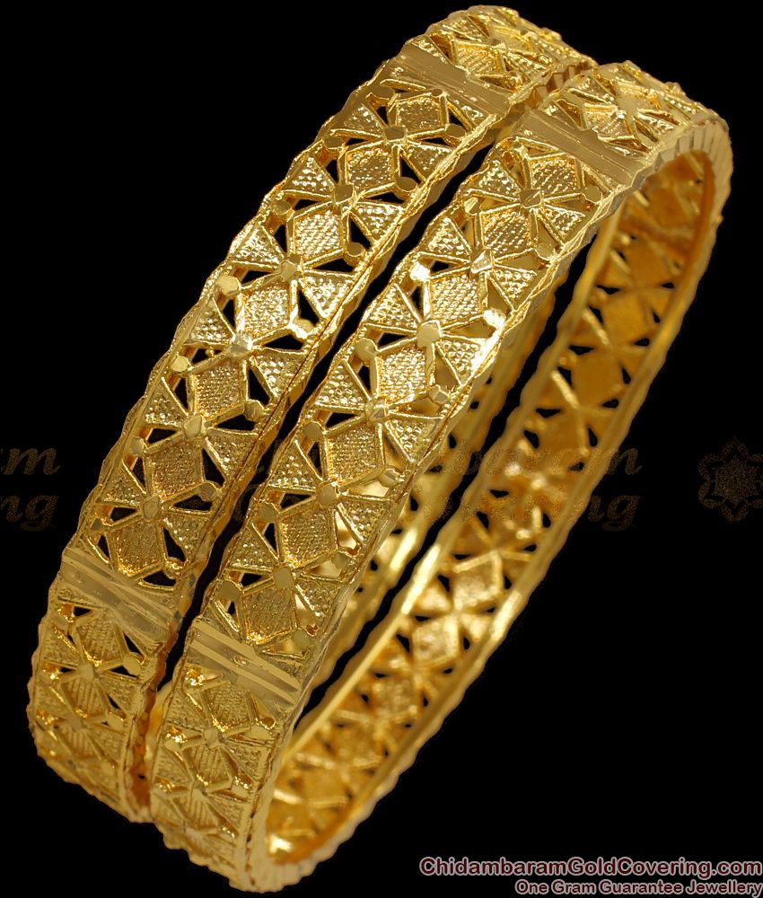 BR1898-2.4 Size Unique One Gram Gold Designer Bangles Womens Fashion