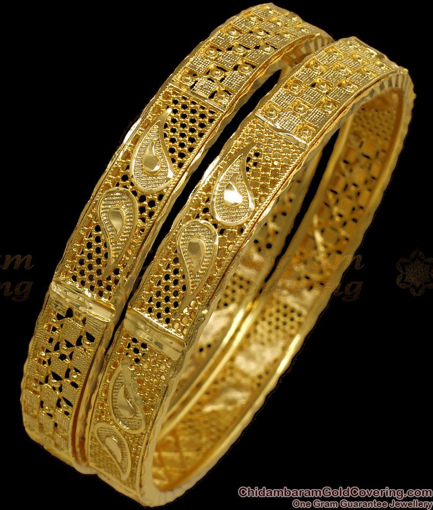 BR1899-2.8 Size Leaf Design Gold Imitation Bangles Bridal Wear
