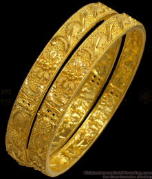 BR1908-2.10 Size Flower Design Forming Bangle Real Gold Tone Jewelry