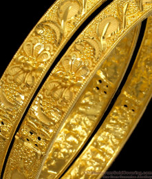 BR1908-2.10 Size Flower Design Forming Bangle Real Gold Tone Jewelry