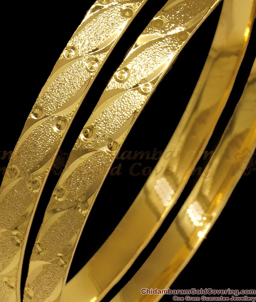 BR1915-2.4 Size One Gram Gold Plated Bangles Matt Finish Traditional  Design