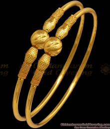 BR1917 2.8 Size Trendy One Gram Bangles Gold Polished Ball Design
