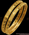 BR1925-2.6 Size One Gram Gold Bangles Flower Design Net Pattern