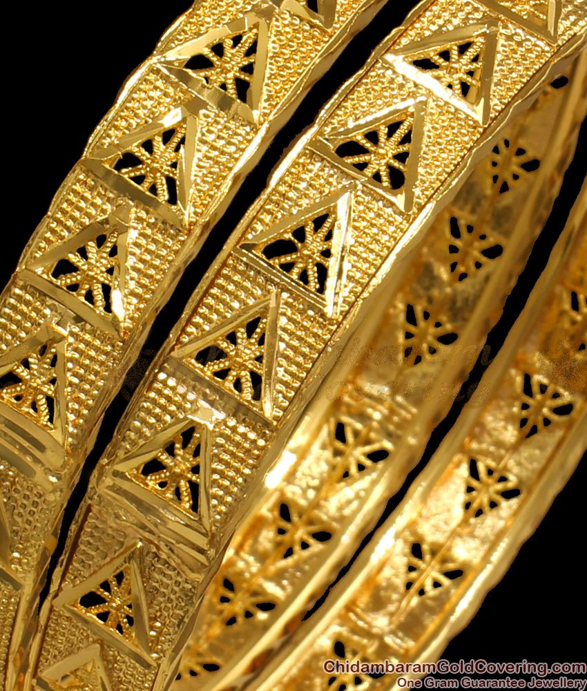 BR1926-2.4 Size Gold Plated Bangles Broad Arrow Designer Collection