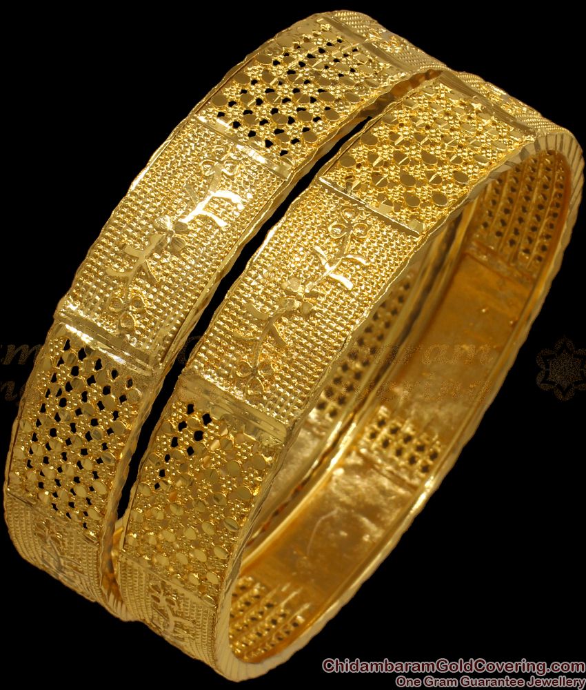 BR1928-2.8 Size Broad One Gram Gold Bangles Designer Collections