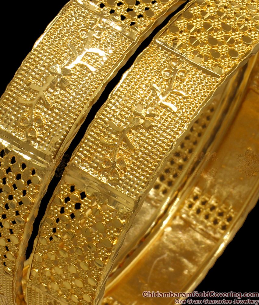 BR1928-2.6 Size Broad One Gram Gold Bangles Designer Collections