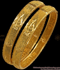 BR1933-2.8 Size One Gram Gold Bangle Leaf Design Net Pattern BR1933-2.8 Size One Gram Gold Bangle Leaf Design Net Pattern