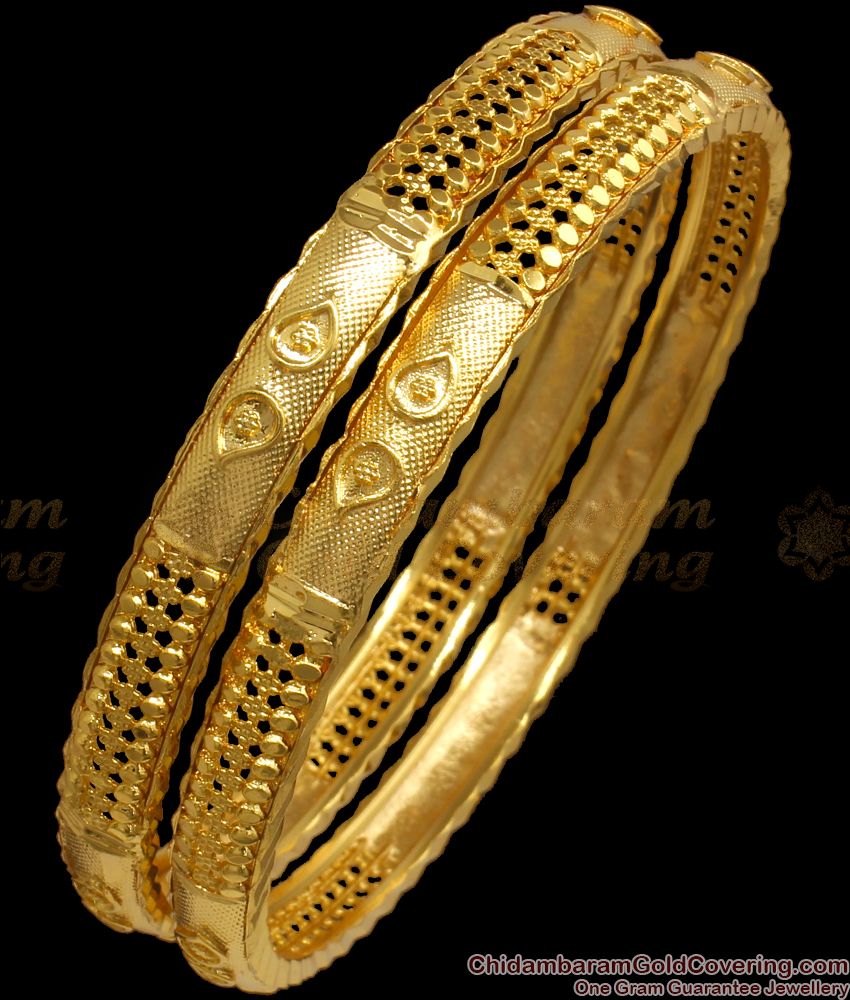 BR1935-2.4 Size Pure Gold Tone Bangles Slim Designer Collection