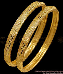 BR1936-2.6 Set Of Two Regular Wear MIcro Gold Polish Bangle Design Without Stone