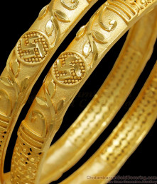 BR1988-2.10 Size Swasthik Symbol Forming Gold Bangles Traditional Wear BR1988-2.10 Size Swasthik Symbol Forming Gold Bangles Traditional Wear