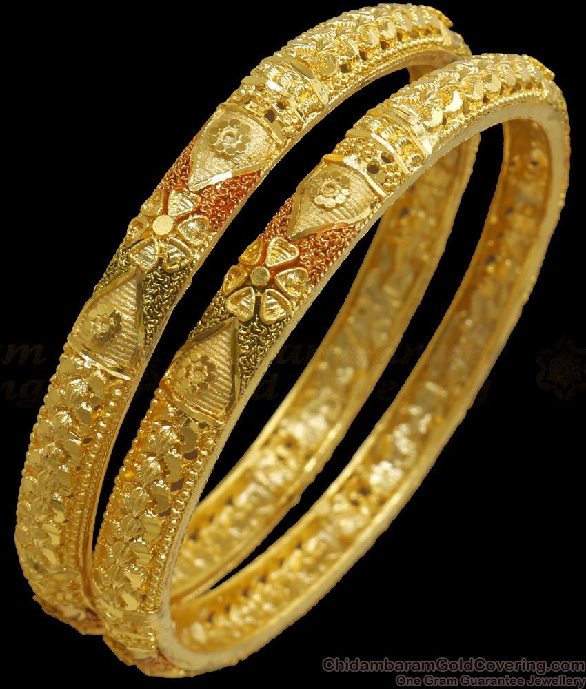 BR1989-2.10 Size Real Gold Meenakari Pattern Forming Bangle Bridal Wear