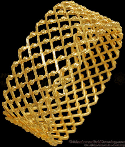 BR1991 2.4 Size Single Kada Real Gold Plated Bangle Broad Design Bridal Wear