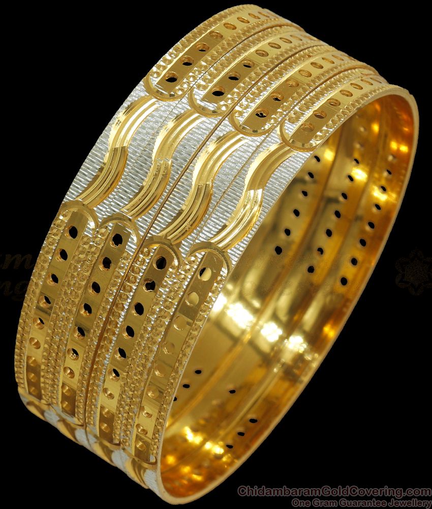 BR1993-2.6 Size One Gram Gold Rhodium Coated Bangles Bridal Collections 