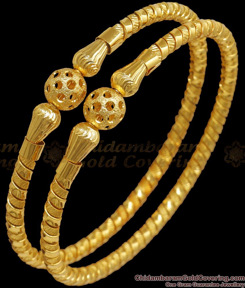 BR1996-2.8 Size One Gram Gold Bangle Spiral Design Shop Online