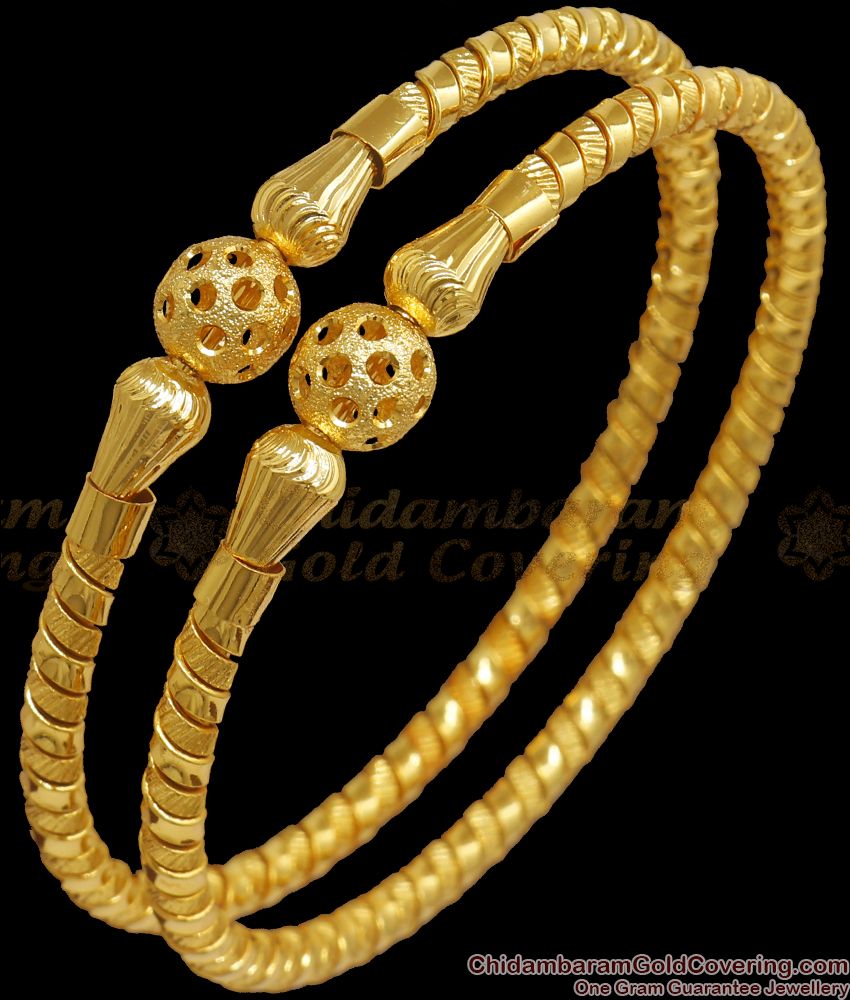 BR1996-2.10 Size One Gram Gold Bangle Spiral Design Shop Online