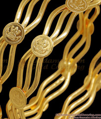 BR2003-2.4 Size Lakshmi Kasu Gold Plated Bangle Curved Design Shop Online BR2003-2.4 Size Lakshmi Kasu Gold Plated Bangle Curved Design Shop Online