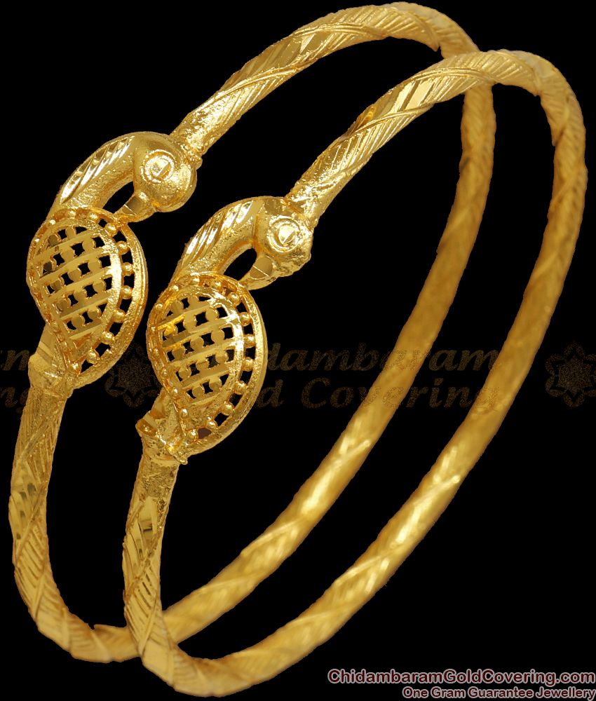 BR2015-2.8 Size Gold Bangle Peacock Design Bridal Collection