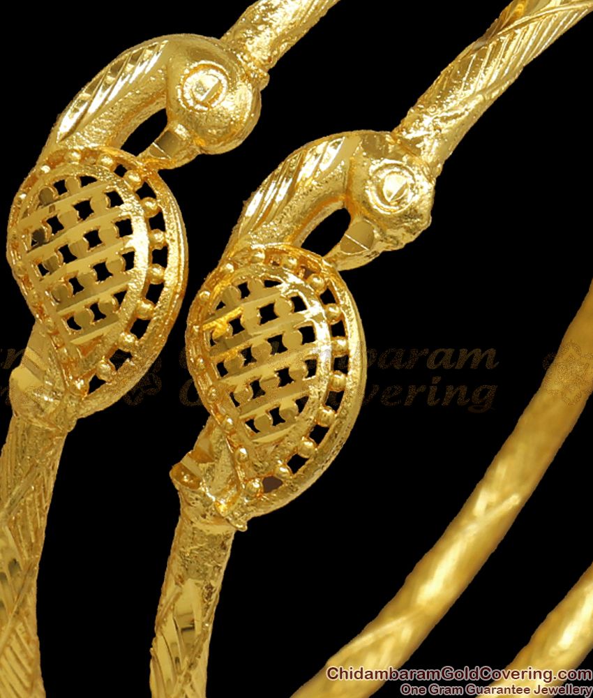 BR2015-2.4 Size Gold Bangle Peacock Design Bridal Collection