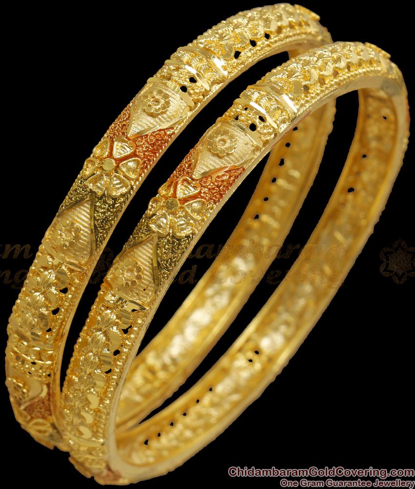 BR2034-2.4 Set Of Two Forming Gold Bangles With Enamel Design