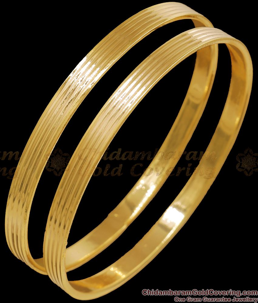 BR2049-2.8 Real Impon Gold Bangle Design Flat Line Pattern