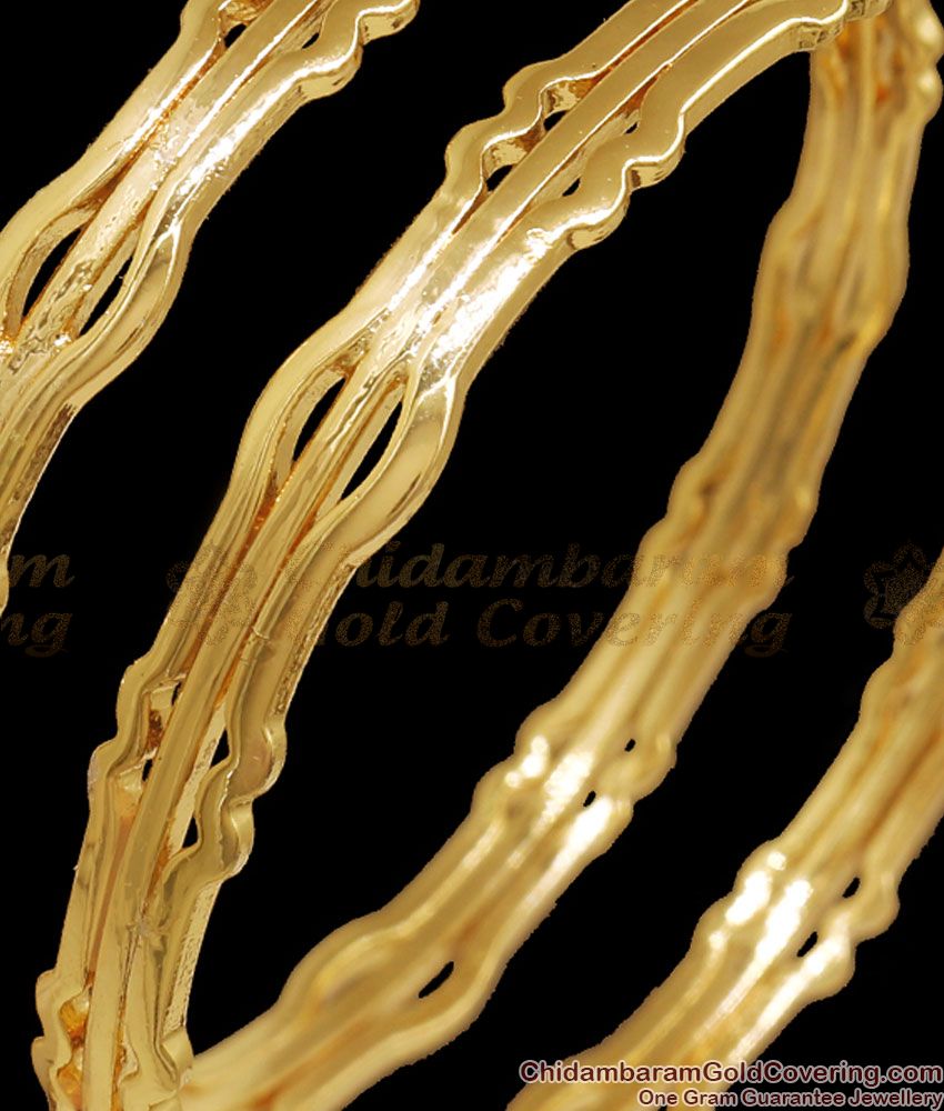 BR2051-2.6 Fashionable 3 Line Impon Gold Bangle Zig Zag Design