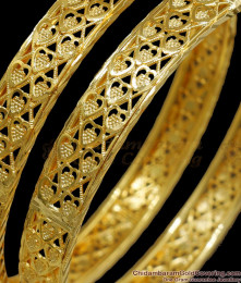 BR2062-2.10 Size Set Of Two 1 Gram Gold Bangle Heart Design Shop Online