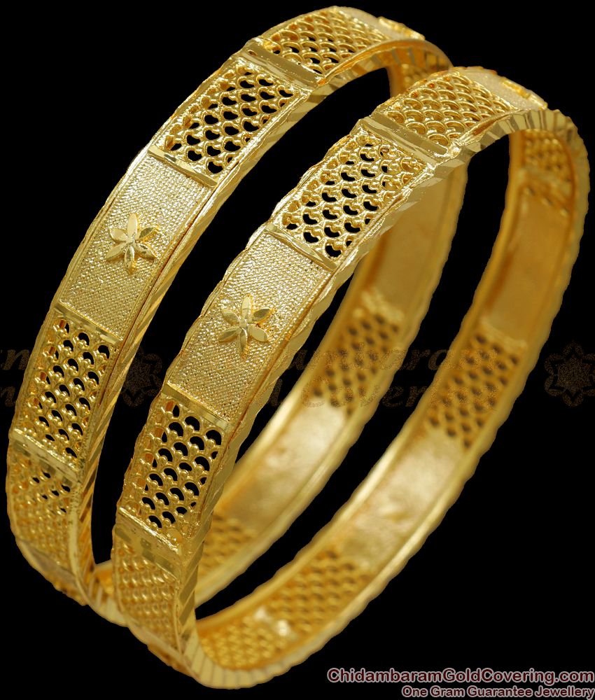 BR2063-2.6 Size Unique One Gram Gold Bangle Net Pattern Shop Online