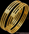 BR2067-2.6 Size Set Of 2 Gold Plated Bangle 3 Line Pattern